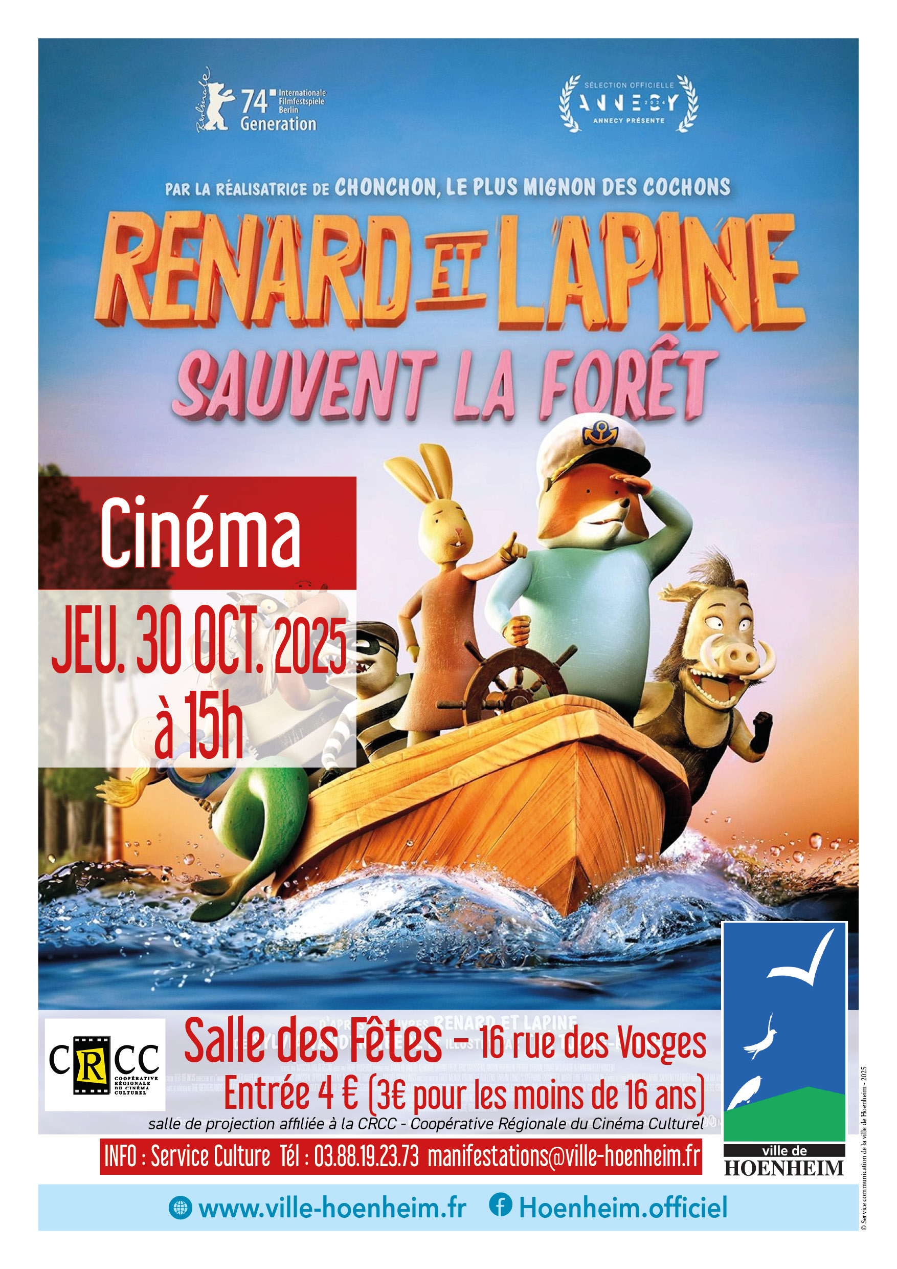 Cinéma enfants : Renard et lapine sauvent la forêt